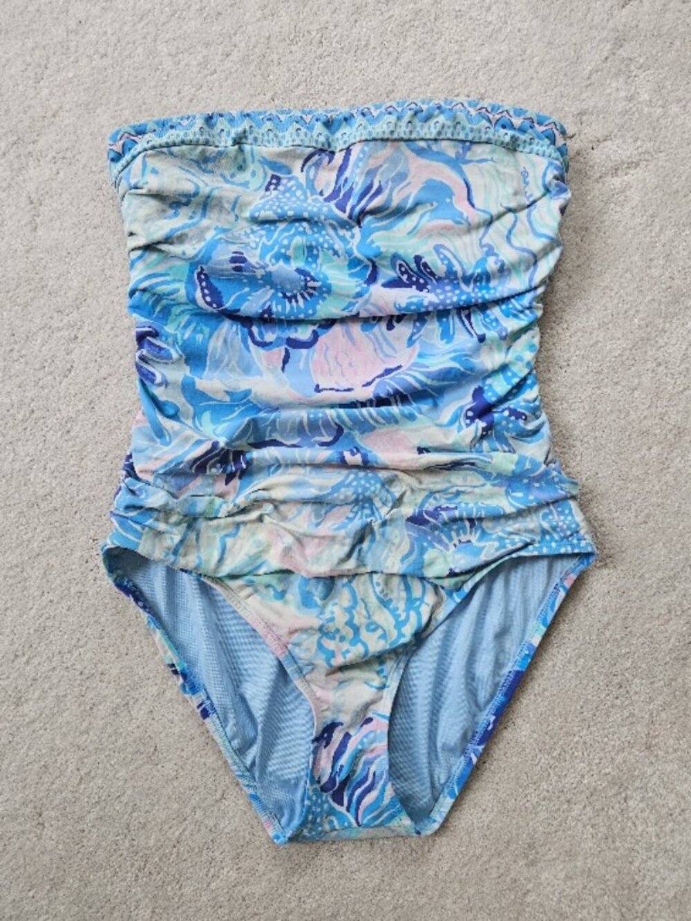 Lilly Pulitzer Justina Blue One Piece Swimsuit blue coral reef ocean beach 8